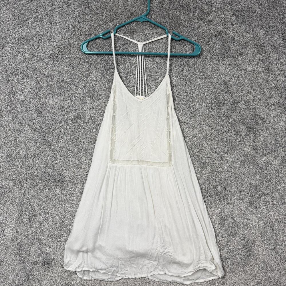 Roxy Sundress Size XS White Embroidered Strappy Boho Chic Beach Festival Summer